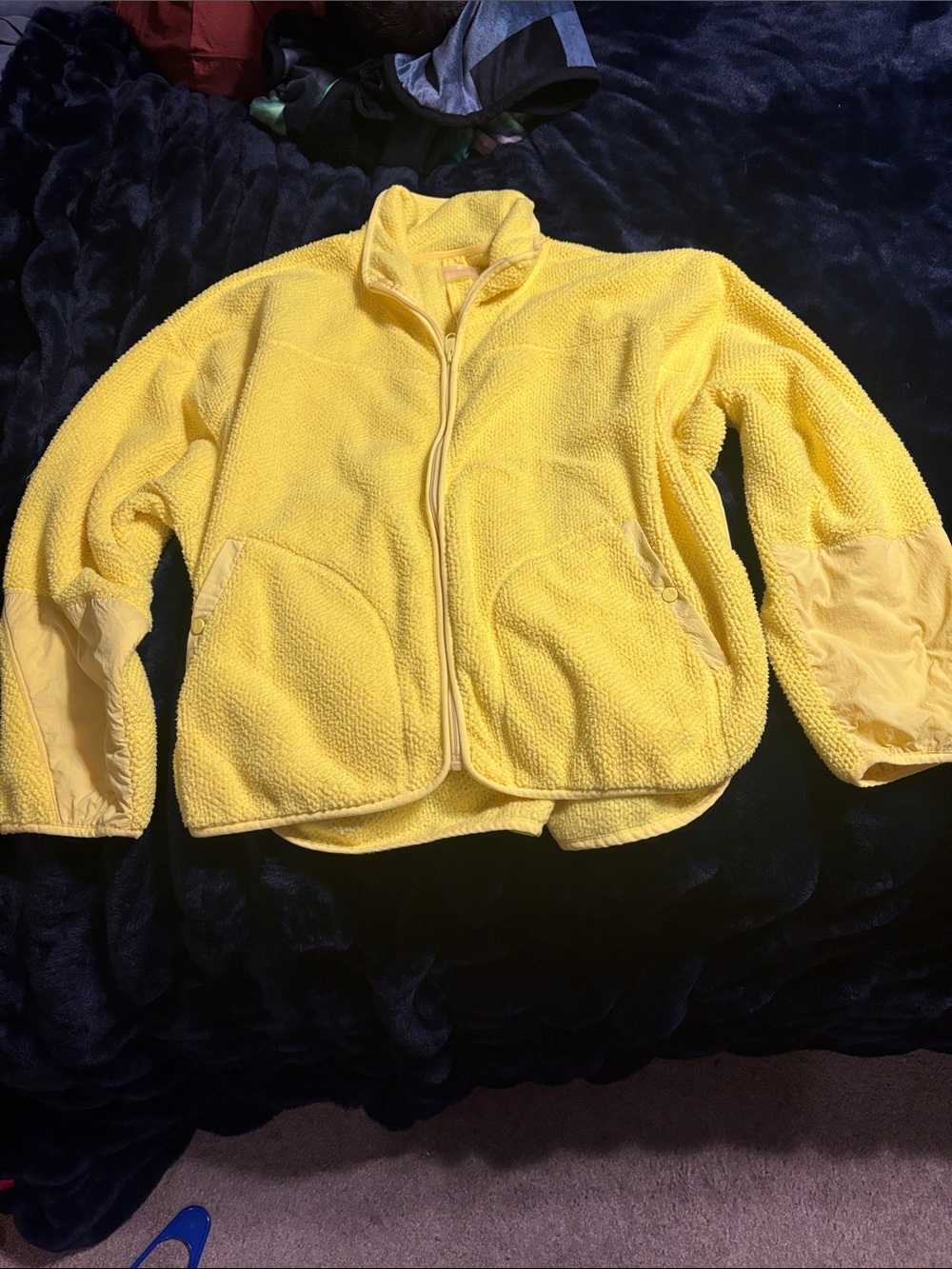 Free People Bright Yellow Sherpa Zip Jacket